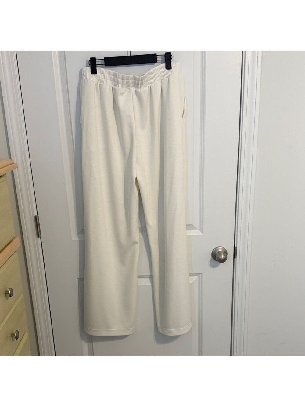Scoop Scuba Knit Wide Leg Sweatpants Winter White Size L - Picture 9 of 9